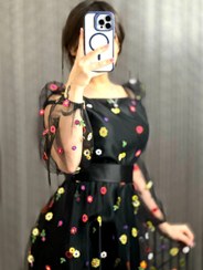 تصویر لباس مجلسی زنانه مدل بابونه سایز ۳۸ تا ۵۰ رنگ مشکی 