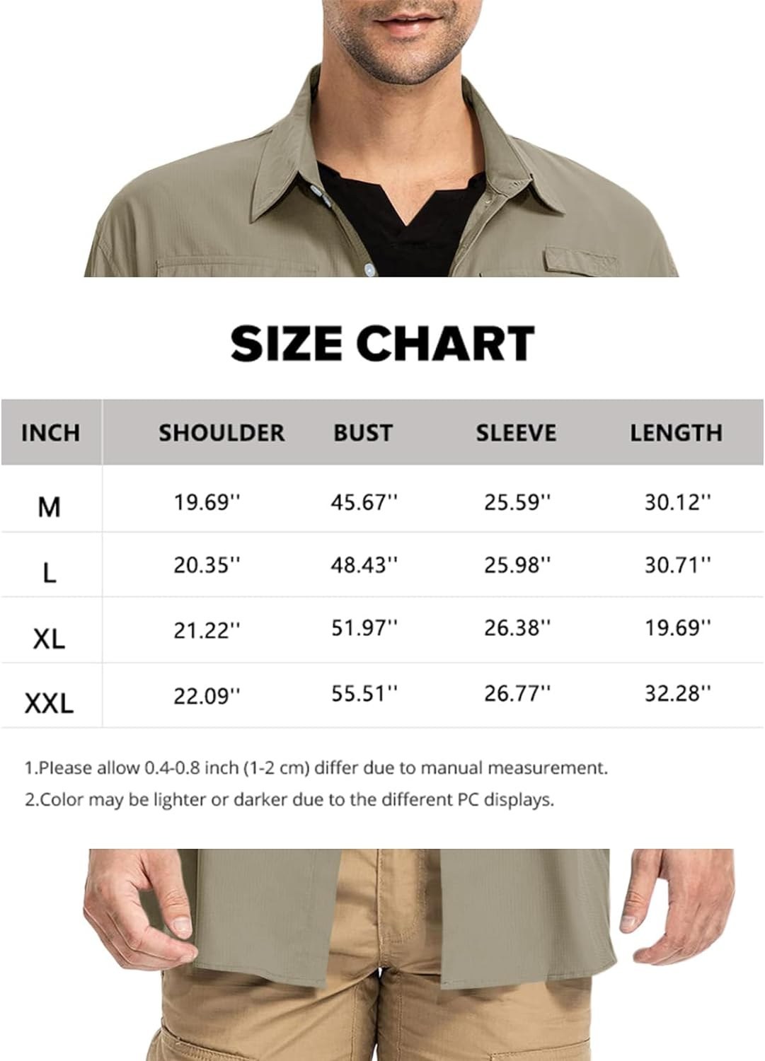 Makkrom Mens Fishing Shirt Sun Protection Long Sleeve Button Down Quick Dry  Outdoor Shirts