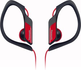 تصویر هدفون Earbud کلیپ ورزشی مقاوم در برابر Panasonic RP-HS34-R ، قرمز 