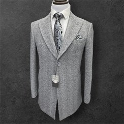 تصویر پالتو مردانه پشمی کشمیر ترک دامات - نوک مدادی / 46 