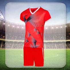 تصویر تیشرت و شورت والیبال تیمی اسیکس طرح تیم ملی ( رنگ قرمز ) - تیشرت والیبالی - لباس والیبال 