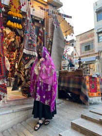 تصویر شال هندی بنفش سوسن 