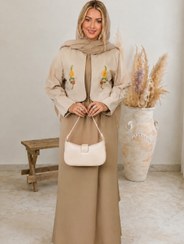 تصویر کت و سارافون ست زنانه آذر گل لنین وارداتی فری سایز ۳۸ تا ۴۴ 