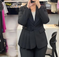 تصویر کت و شلوار زنانه پیله دار مشکی 