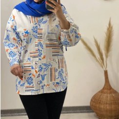 تصویر شومیز تابستانه زنانه لنین چاپی کد ۱۰۶ 