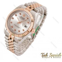 تصویر ساعت مردانه رولکس دیت جاست رزگلد سیلور Rolex-3635-G 