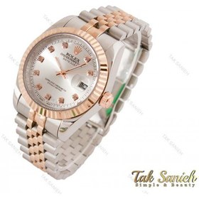 تصویر ساعت مردانه رولکس دیت جاست رزگلد سیلور Rolex-3635-G 