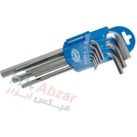 تصویر آچار آلن دسته بلند 9 عددی لیکوتا مدل 2HW20091DPM LICOTA 9 PCS LONG TYPE HEX KEY WRENCH SET MODEL 2HW20091DPM