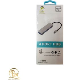 تصویر هاب 4 پورت TYPE-Cبه USB3.0 مدل P-3612 Pnet P-3612 hub