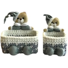 تصویر سبد وسایل کودک طرح خرس ۲ عددی 