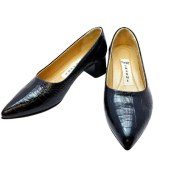 تصویر کفش مجلسی پاشنه 3 سانت تمام چرم رنگ مشکی 