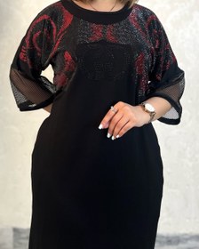 تصویر پیراهن مجلسی مناسب سایز بزرگ - 46 / مشکی طلایی 