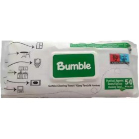 تصویر دستمال مرطوب تمیز کننده سطوح بامبل بسته 50 عددی Bumble surface cleaning wipes 50pcs