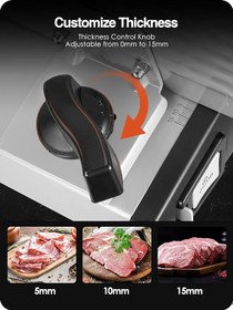 تصویر کالباس بر برقی اوستبا OSTBA Sure, here's a slightly modified title: **"200/150 W Electric Meat Slicer, 7.5" Removable Stainless Steel Blade, Adjustable Thickness, Child Lock - Ideal for Home Use"**