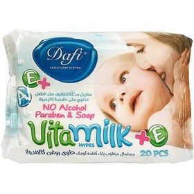 تصویر دستمال مرطوب کودک دافی مدل Vita Milk بسته 20 عددی 