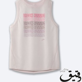 تصویر تاپ ورزشی بروکس Brooks Distance Graphic tank صورتی BROOKS WOMEN DISTANCE GRAPHIC TANK