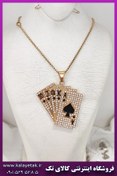 تصویر گردنبند کارت ورق فول نگین طلایی با جنس استیل 