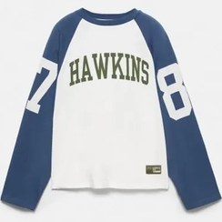 تصویر تیشرت استرنجر تینگ Hawkins زنانه سرمه ای پل اند بیر 