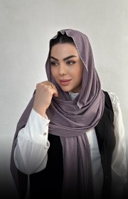 تصویر شال کشی نگین دار مشکی جنس ویسکوز 