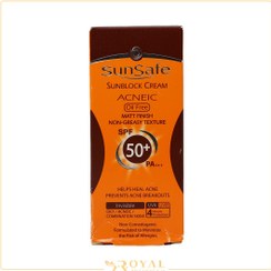 تصویر کرم ضد آفتاب آنتی آکنه سان سیف بی رنگ فاقد چربی SPF50 Sunsafe Sunblock Cream invisible Oil Free SPF50