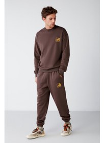 تصویر ست دو تکه لباس ورزشی خاکستری روشن بنجی مدل راحت و معمولی برند grimelange Benji Relaxed Regular Light Gray 2-Piece Tracksuit Set