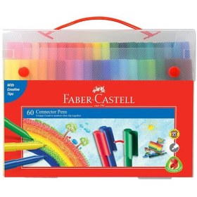 تصویر ماژیک پازلی فابرکاستل 60 رنگ Faber-castell 60 connector pens 