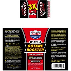 تصویر مکمل سوخت لوکاس مدل Octane Booster حجم 444 میلی لیتر Octane Booster