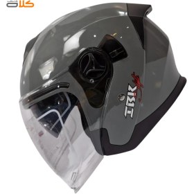 تصویر کلاه کاسکت بدون فک طوسی براق کد 608 Glossy gray helmet without jaw, code 608