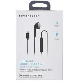 تصویر هندزفری سیمی لایتنینگ تک گوش پاورولوژی Powerology Single Earphone with MFi Lightning Connector