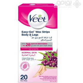 تصویر نوار موبر بدن ویت سری Easy Gel بسته 20 عددی مناسب پوست نرمال Veet EASY-GEL STRIPS BODY & LEG FOR NORMAL SKIN