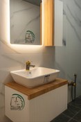 تصویر روشویی کابینتی مدل ستایش به همراه آینه بکلایت و باکس 