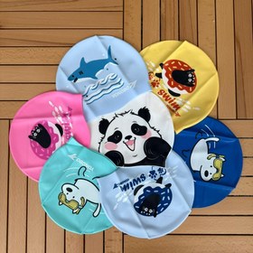 تصویر کلاه شنا سیلیکونی طرح دار - زرد 