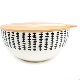 تصویر ظرف بامبو گرد همراه چاپستیک 