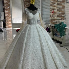 تصویر لباس عروس جسمیکو لوزی بالاتنه کار شده دامن ساتن زونیکس جفت Bride dress