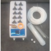 تصویر مه پاش پک کامل به همراه پمپ و تایمر و 10 عدد نازل تایوانی درجه یک با پایه و 20 متر شلنگ و فیلتر با گارانتی 