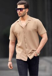 تصویر پیراهن مردانه مراکشی راه راه آستین کوتاه تابستانی سایز L تا 3XL 