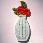 تصویر مگنت یخچال گلدان گل رز 