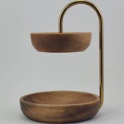 تصویر شیرینی‌خوری و شکلات‌خوری چوبی 2 طبقه مدل Walnut Petite 