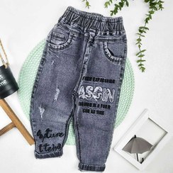 تصویر شلوار جین بچگانه مام فیت سایز ۴ تا ۱۳ سال ذغالی 