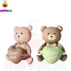 تصویر بادکنک فویلی خرس نشسته قلب بدست 