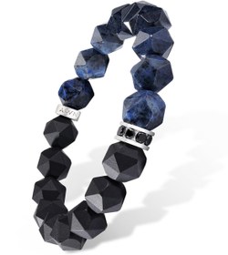 تصویر دستبند مرواریدی با اوبسی‌دیان طلایی برند awnl AWNL VAGABOND Beaded Bracelet with Golden Obsidian and Black Onxy