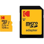 تصویر کارت حافظه microSDXC کداک کلاس 10 استاندارد UHS-I U1 سرعت 85MBps ظرفیت 128 گیگابایت به همراه آداپتور 