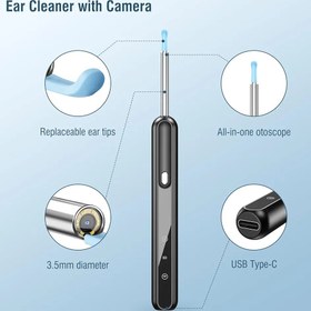 تصویر گوش پاک کن هوشمند دوربین دار برند OUTACT OUTACT Ear Wax Removal Cleaner Wireless 360° Visible Ear Camera with WiFi Ear Pick Cleaning Kit Suitable for Ear, Nose, Skin, Pets, Lover Gift for Family