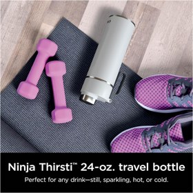 تصویر ماگ مسافرتی نینجا مدل Ninja DW2401BL Thirsti Travel Water Bottle, For Carbonated Sparkling Drinks, Colder and Fizzier Longer, Leak Proof 