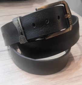 تصویر کمر بند چرم مردانه - 150 / مشکی / چرم گاو میش ا Men's leather belt Men's leather belt