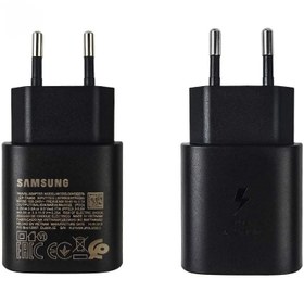 تصویر کلگی شارژر SAMSUNG مدل 25 وات Super FastCharging ویژگی 2 پین 100% اورجینال فله بدون پک - سفید 