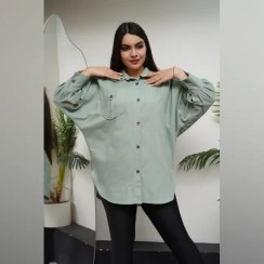 تصویر مانتو کتان زنانه کوتاه دکمه دار کیمنو کد 2715 