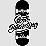 تصویر استیکر اسکیت بورد سیاه سفید Skateboarding 