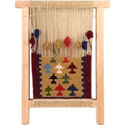 تصویر دار قالی کوچک (دارَک) نیمه بافته کد 006 