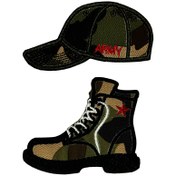 تصویر استیکر پارچه و لباس مدل پوتین و کفش سربازی بسته ۲ عددی 